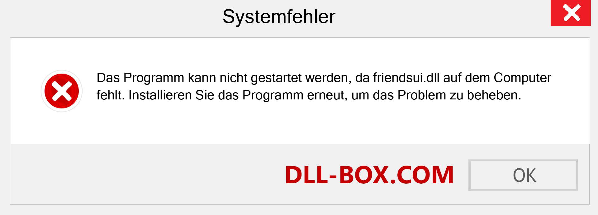 friendsui.dll-Datei fehlt?. Download für Windows 7, 8, 10 - Fix friendsui dll Missing Error unter Windows, Fotos, Bildern